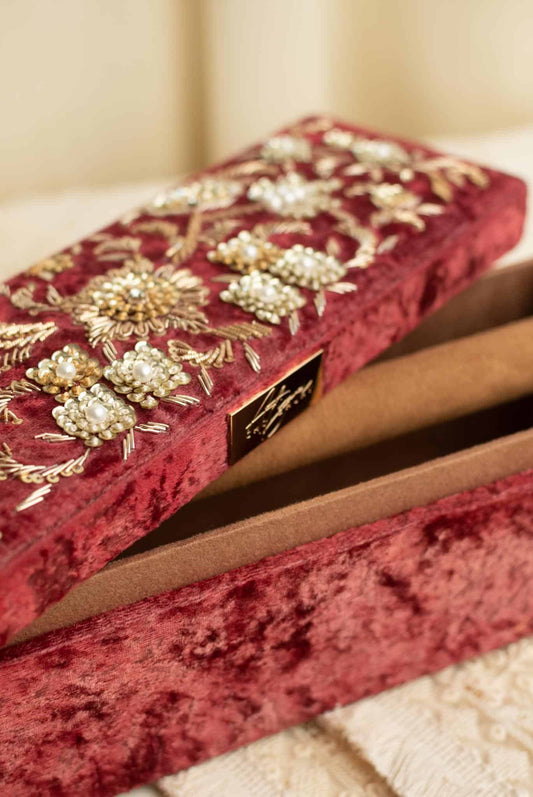 PRE-ORDER / MEENA Bangle Box (Maroon Velvet)