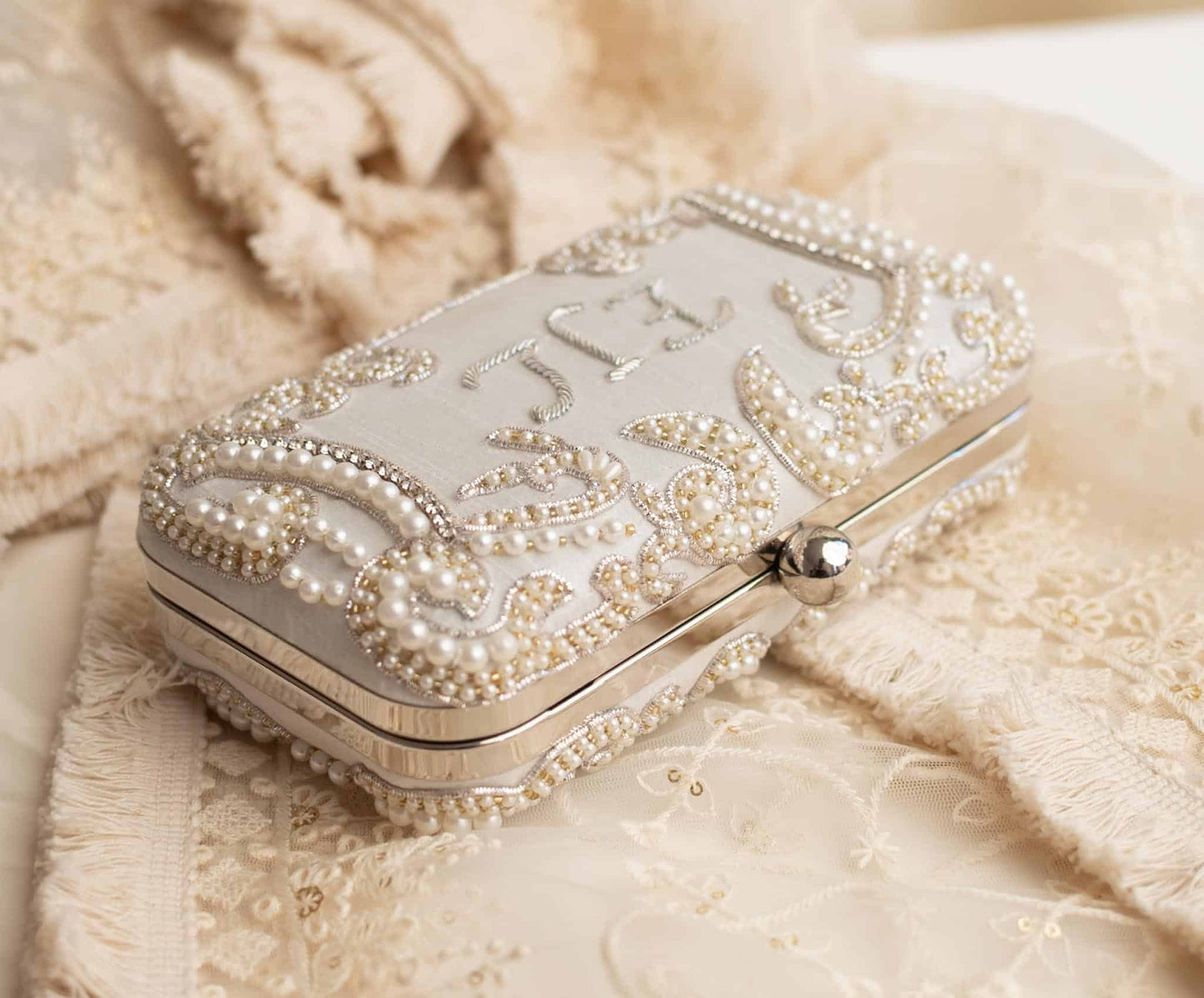 PRE-ORDER - CAROLINA (Ivory and Silver) - Personalised