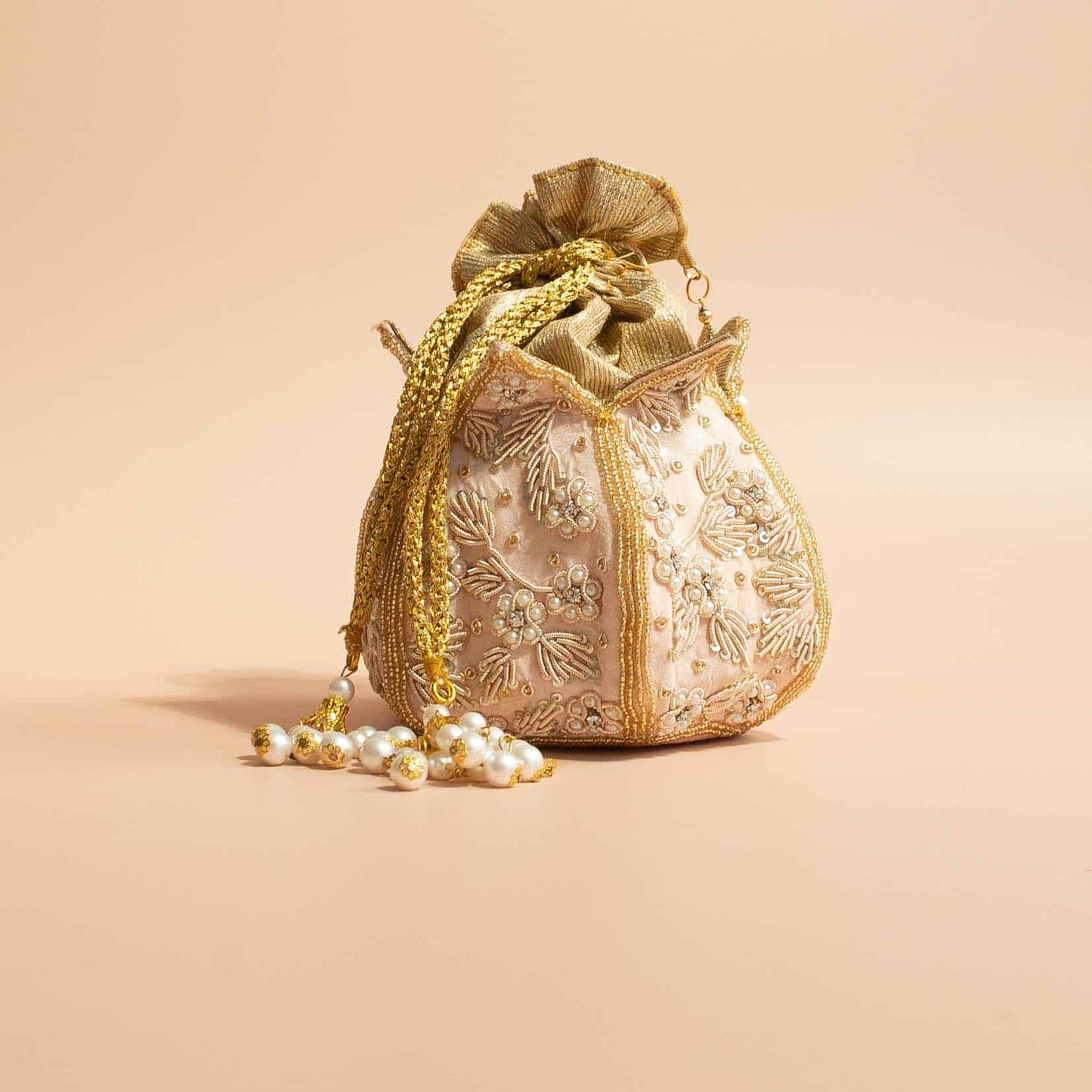 PRE-ORDER - Lotus Potli Bag (Nude Pink)