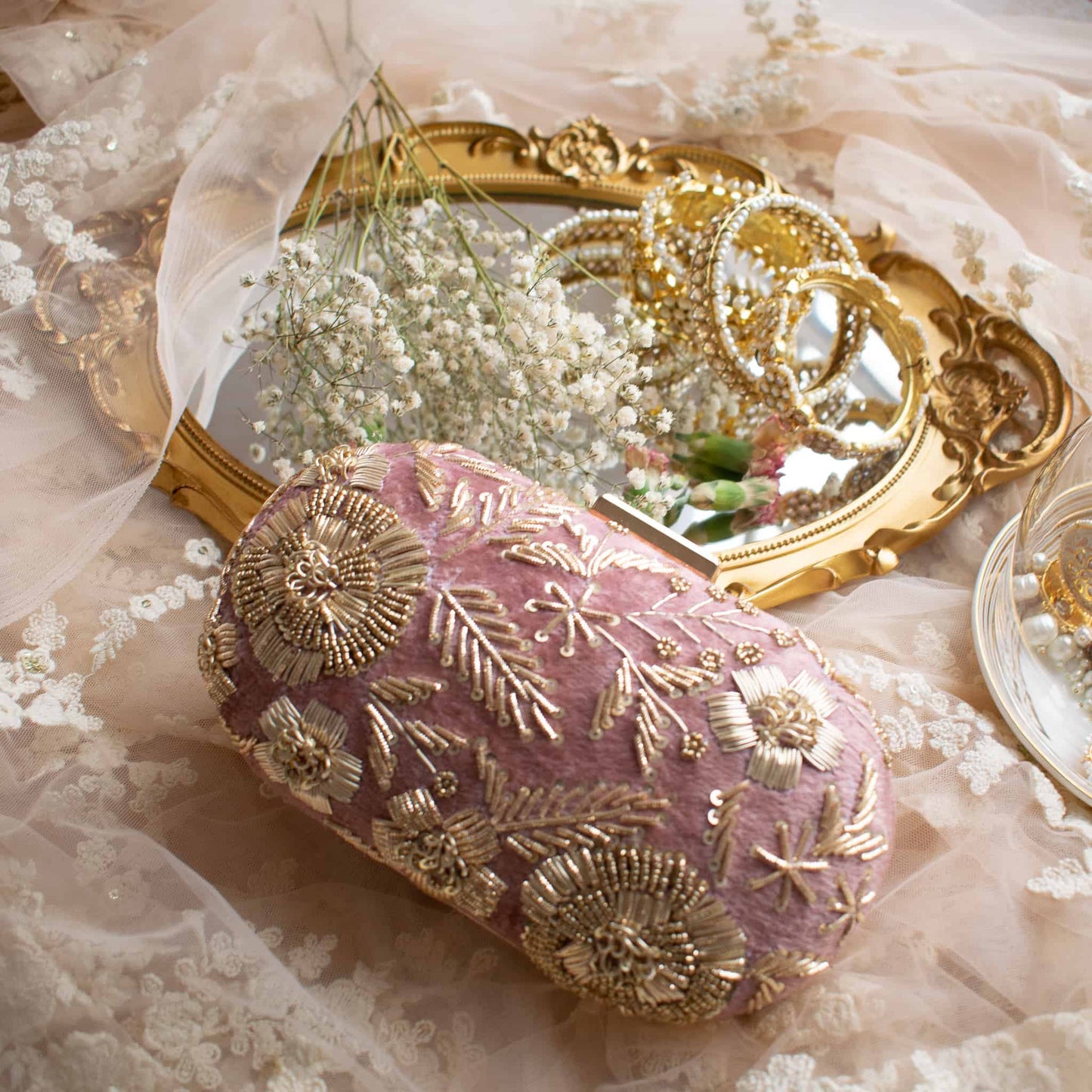 PRE-ORDER - DISHA - Dusky Pink Velvet