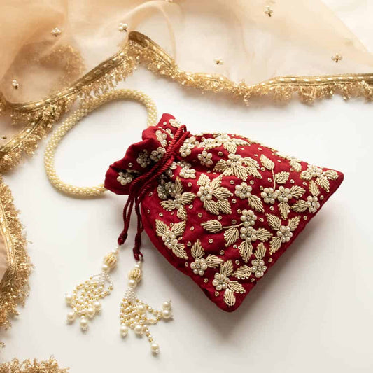 PRE-ORDER - Chaya Potli Bag (Deep Red)