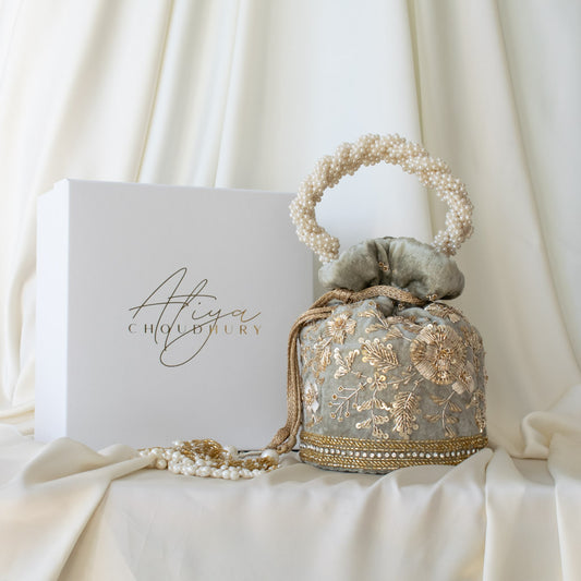 PRE-ORDER - Anaya Potli Bag (Sage Green Velvet)
