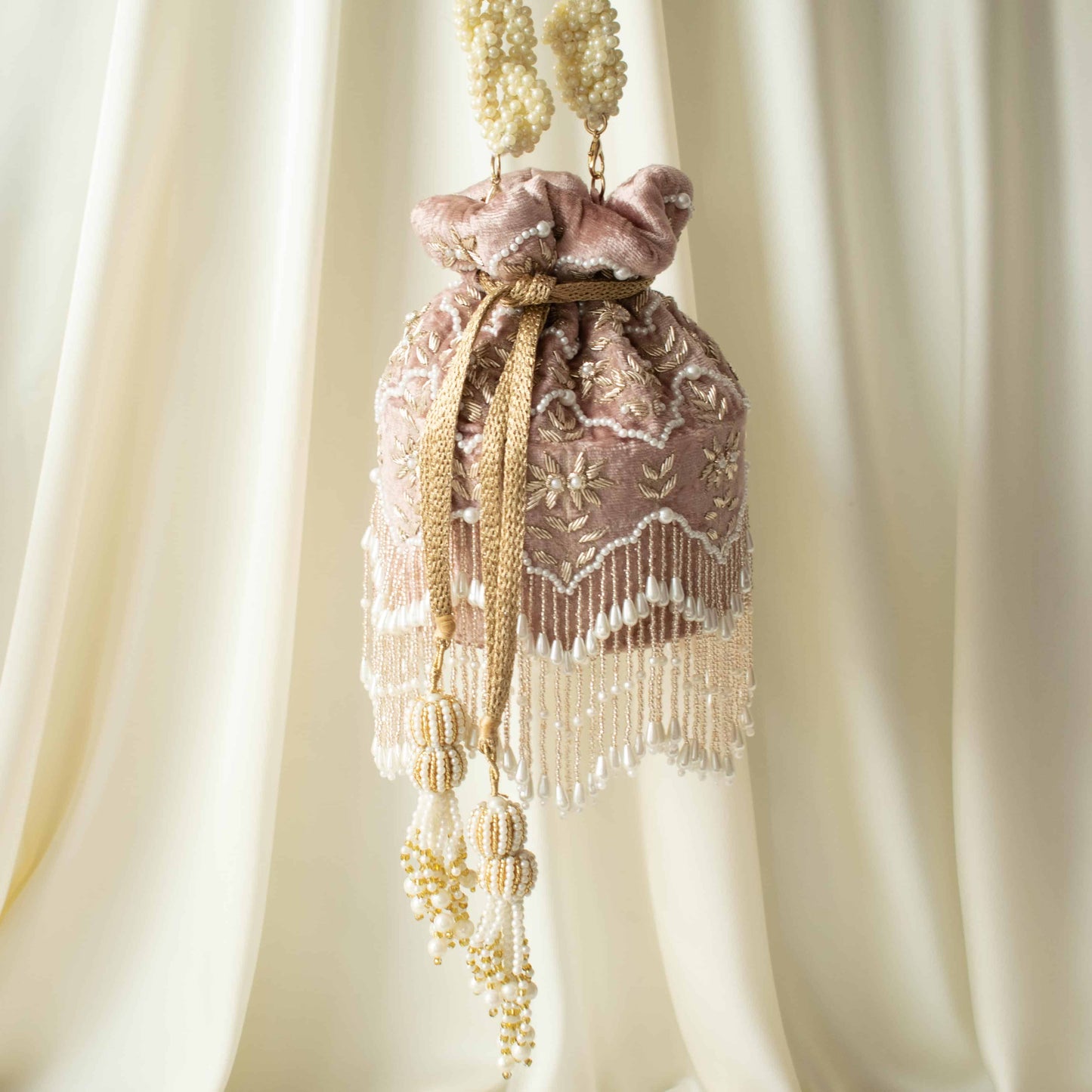 PRE-ORDER - Ela Potli Bag (Dusky Pink Velvet)