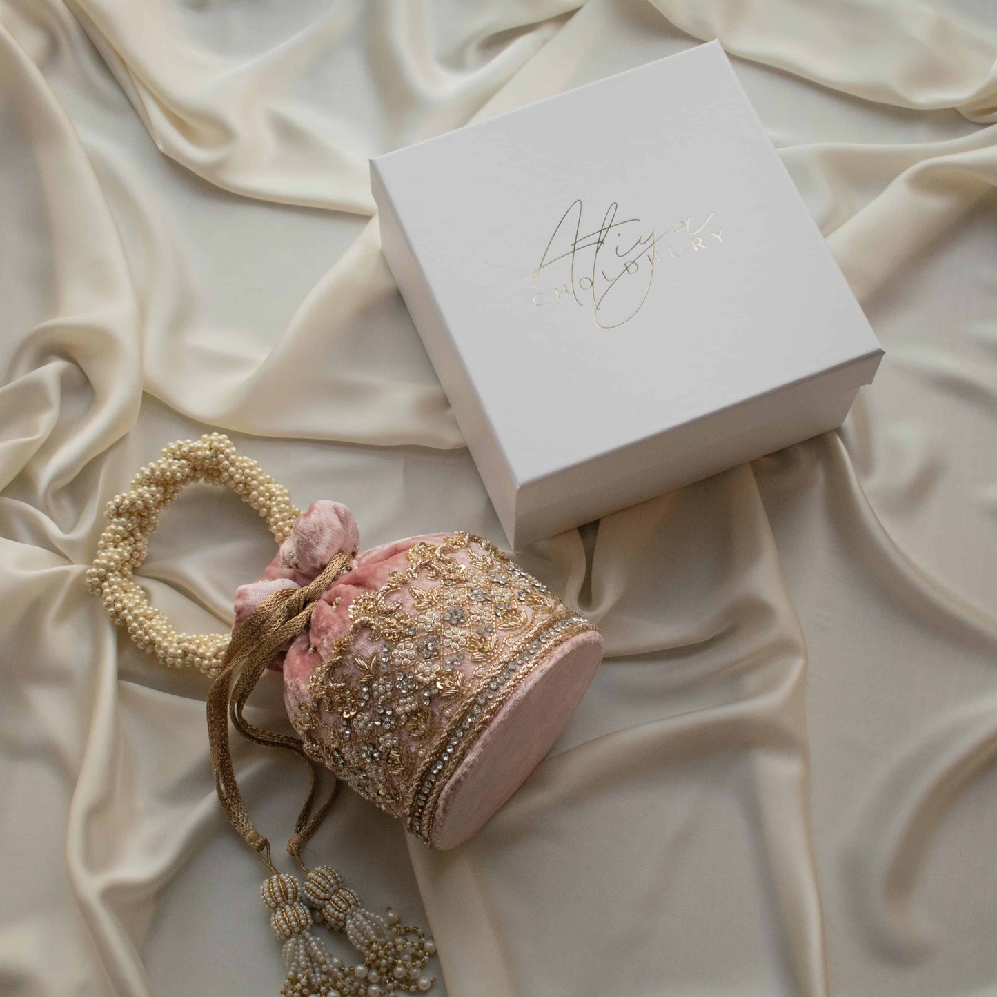 PRE-ORDER - Ruby Potli Bag (Sweet Pink Velvet)