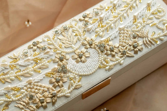 PRE-ORDER- AASHNA Bangle Box (Ivory Silk)
