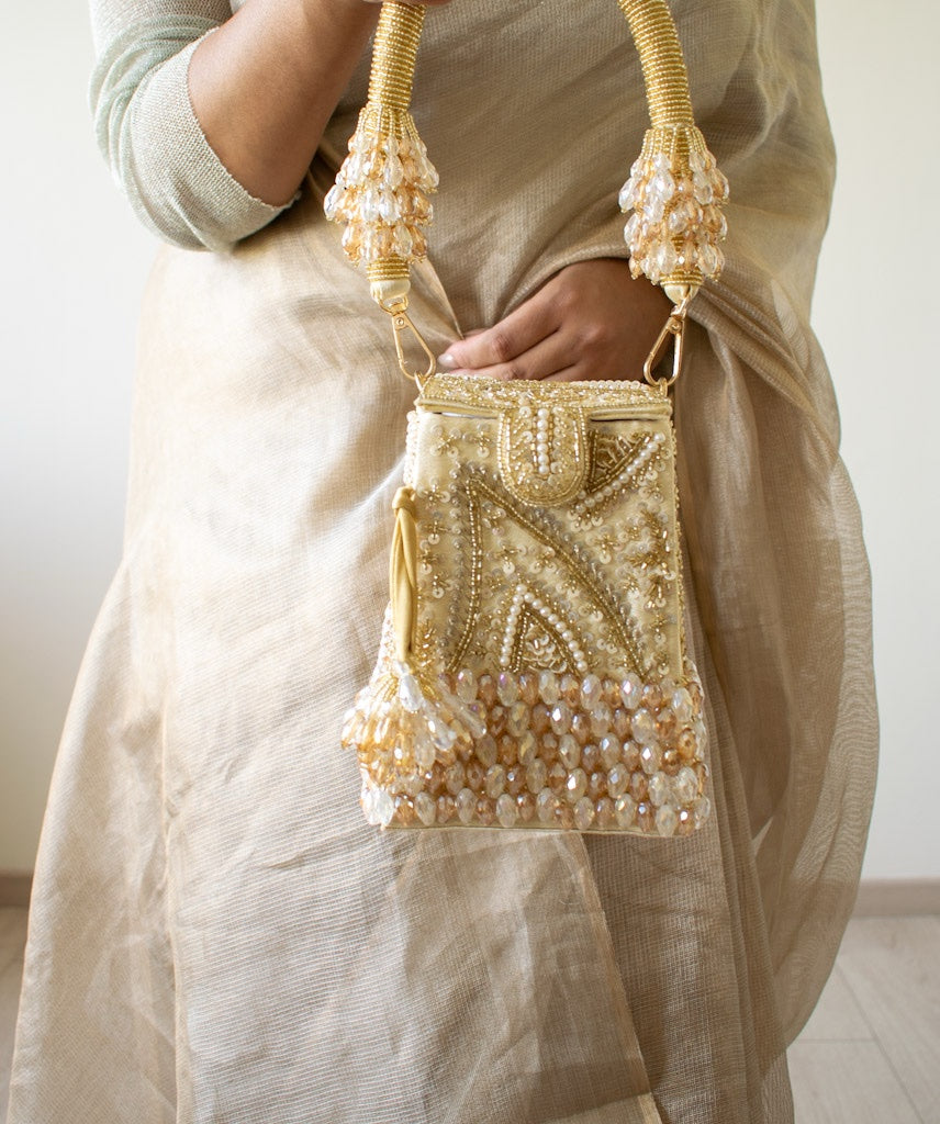 Talini Beaded Box Potli (Gold) - LIMITED EDITION