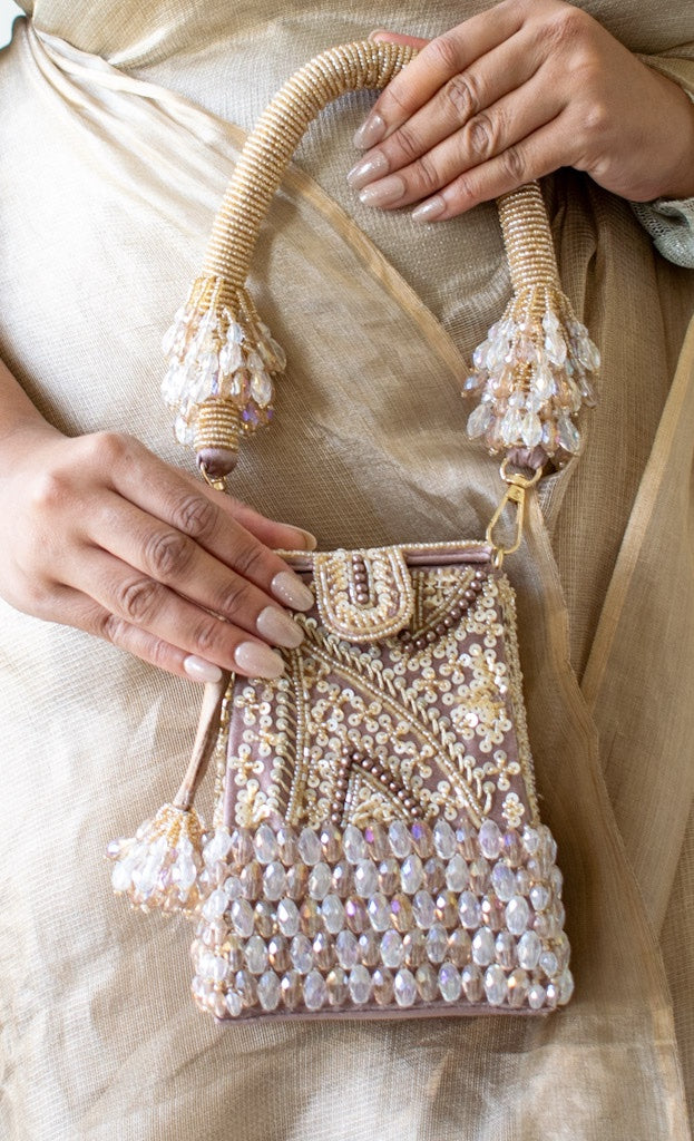 Talini Beaded Box Potli (Mauve) - LIMITED EDITION