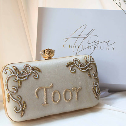 PRE-ORDER - Ivory Personalised Clutch (Rose lock)