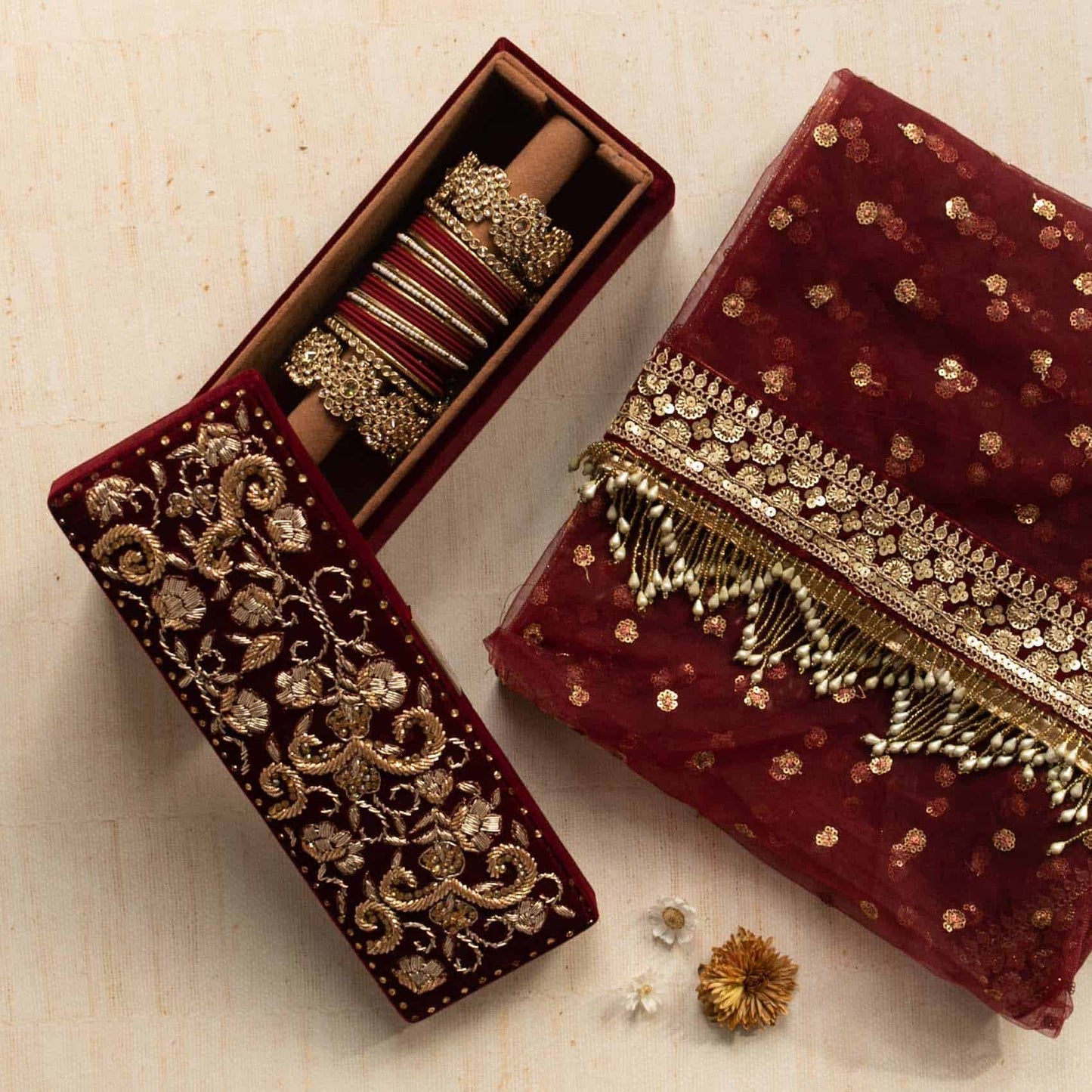 PRE-ORDER - BARAAT Bangle Box (Maroon Velvet)