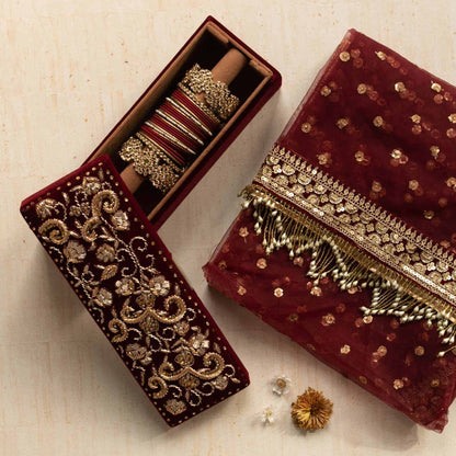 PRE-ORDER - BARAAT Bangle Box (Maroon Velvet)