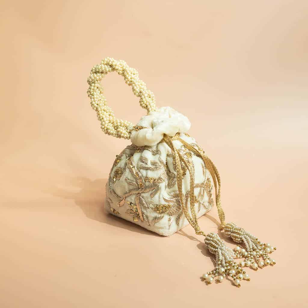 PRE-ORDER - Layla Potli Bag (Ivory Velvet)