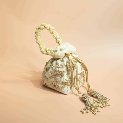 PRE-ORDER - Layla Potli Bag (Ivory Velvet)