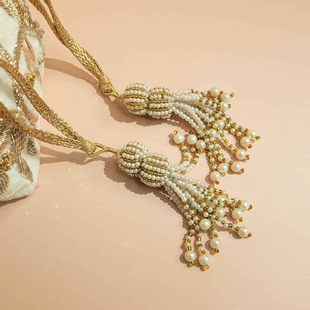 PRE-ORDER - Layla Potli Bag (Ivory Velvet)