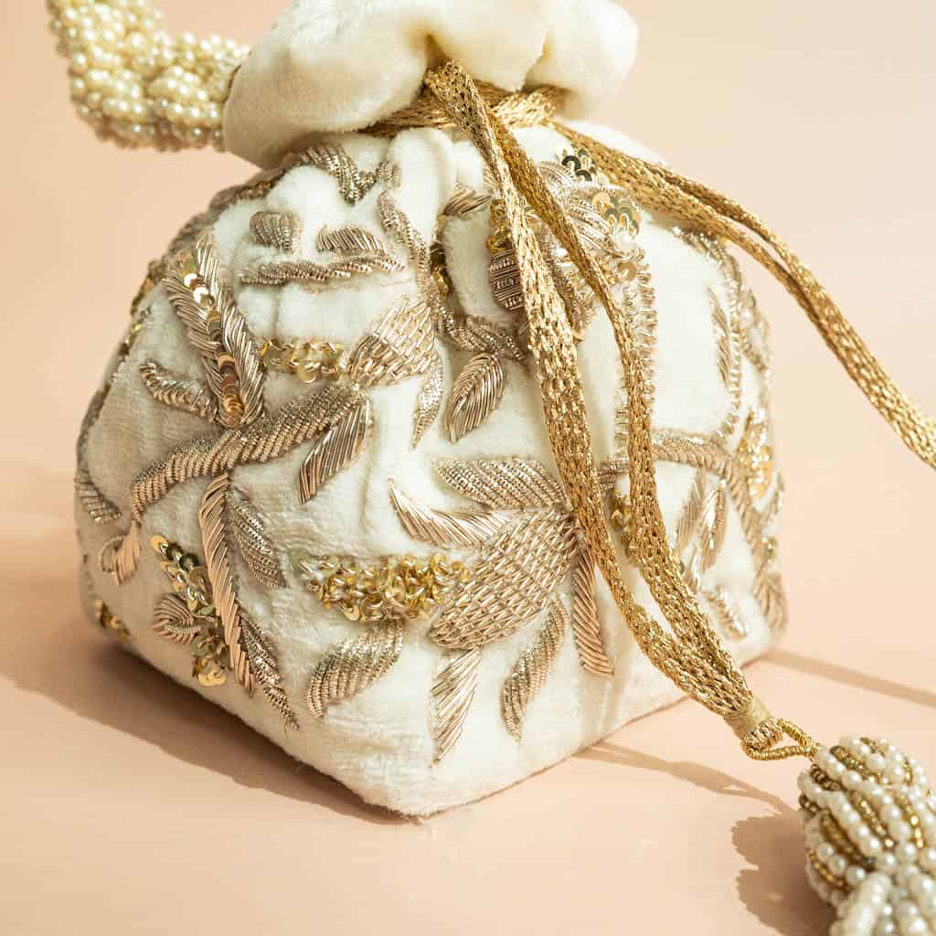 PRE-ORDER - Layla Potli Bag (Ivory Velvet)