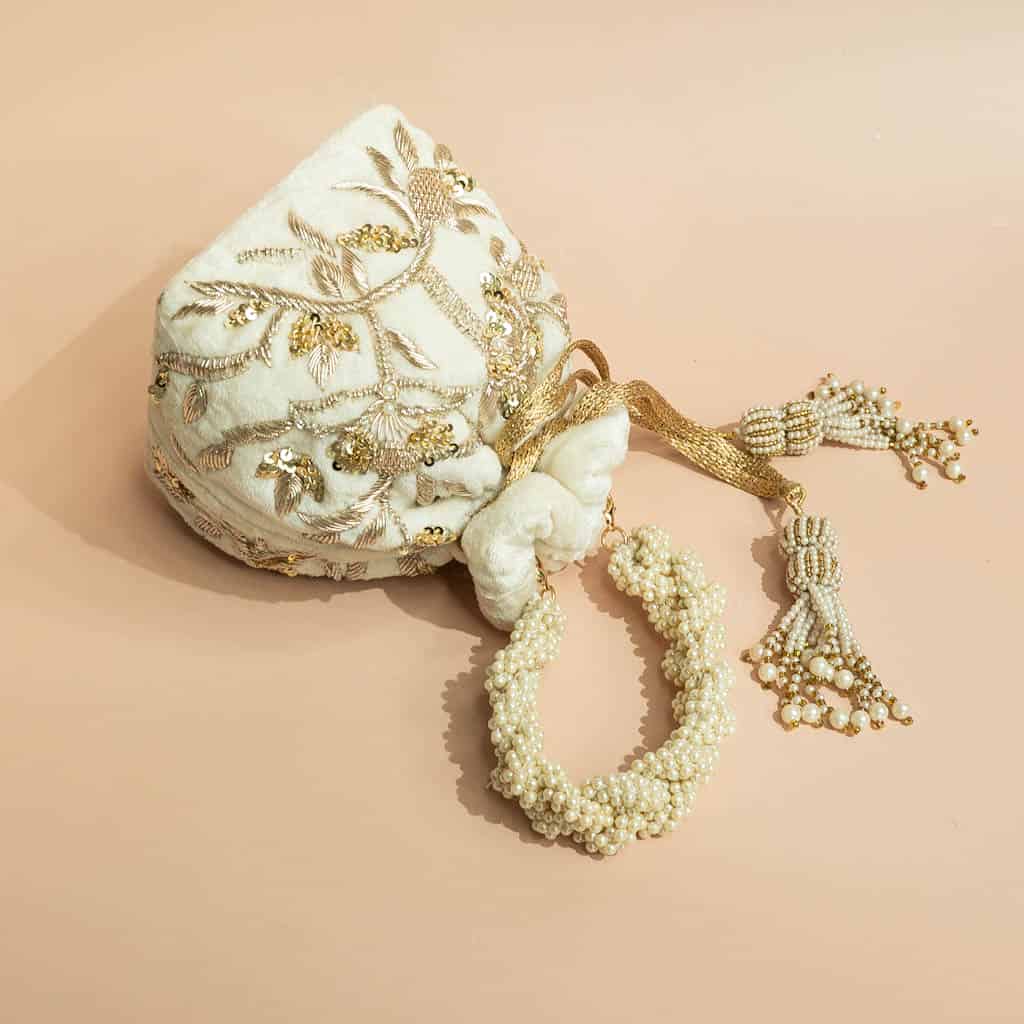 PRE-ORDER - Layla Potli Bag (Ivory Velvet)