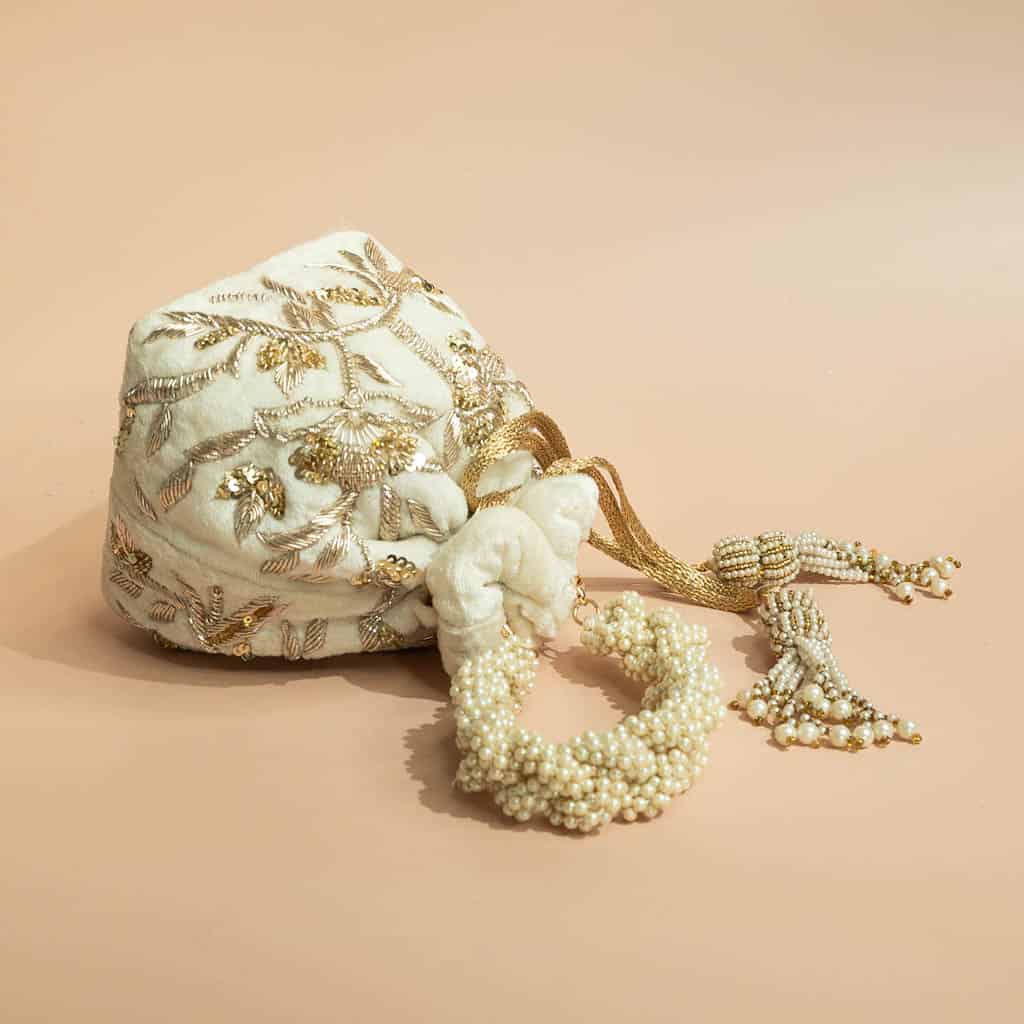 PRE-ORDER - Layla Potli Bag (Ivory Velvet)