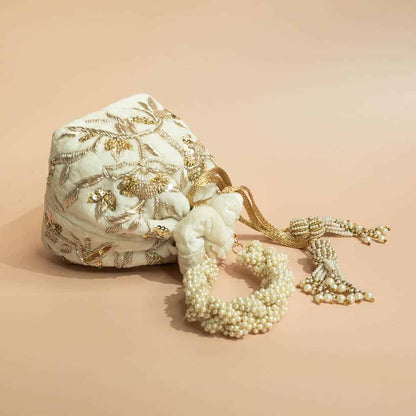 PRE-ORDER - Layla Potli Bag (Ivory Velvet)