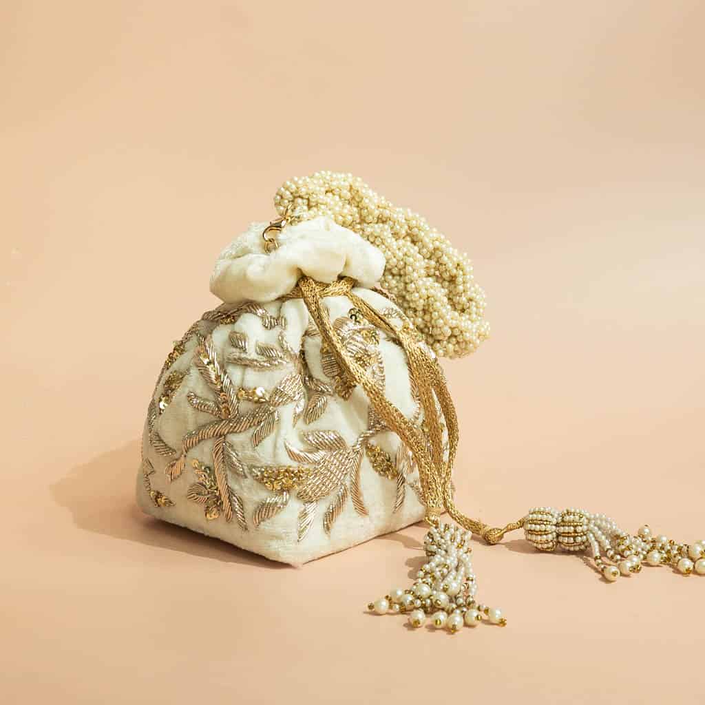 PRE-ORDER - Layla Potli Bag (Ivory Velvet)
