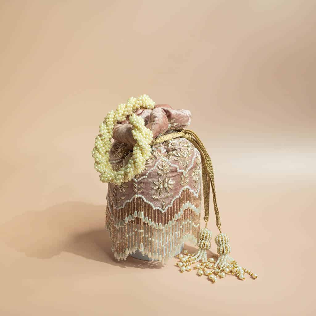 PRE-ORDER - Ela Potli Bag (Dusky Pink Velvet)