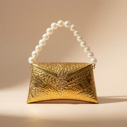 Tia Gold Brass Clutch