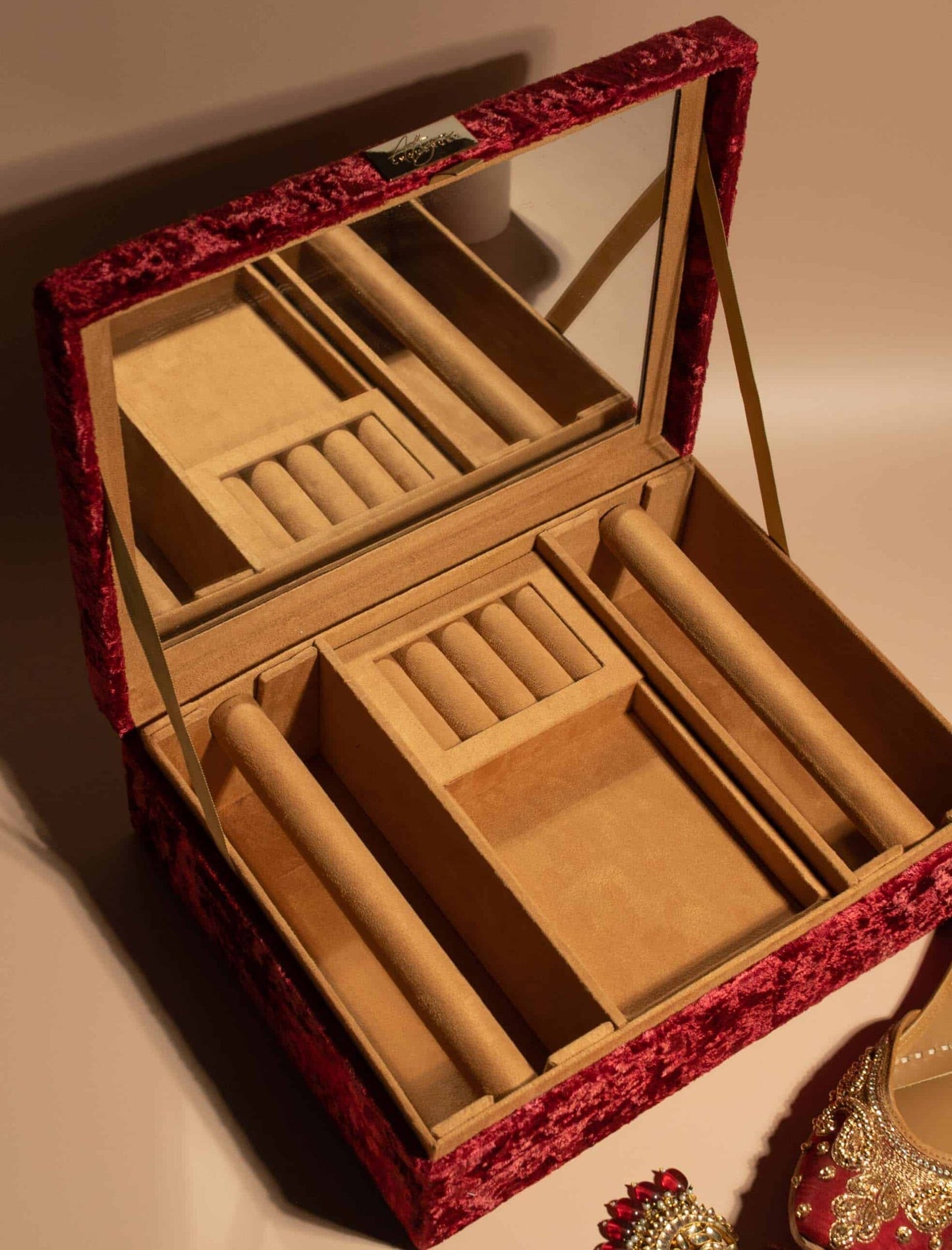 PRE-ORDER - AHANA TROUSSEAU BOX (Maroon Velvet)