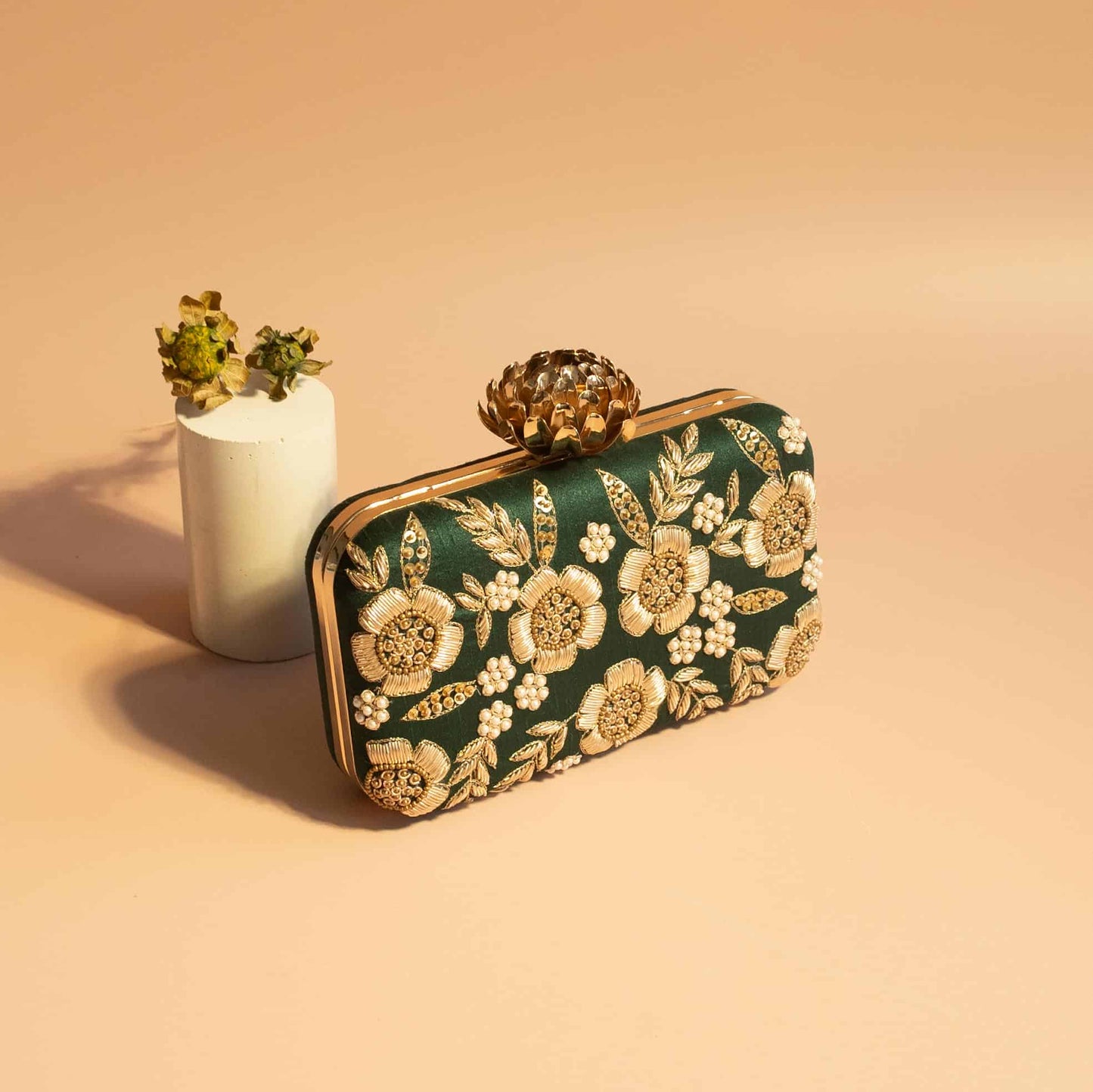 PRE-ORDER - Floral Dream (Emerald Green) - Lotus Clasp