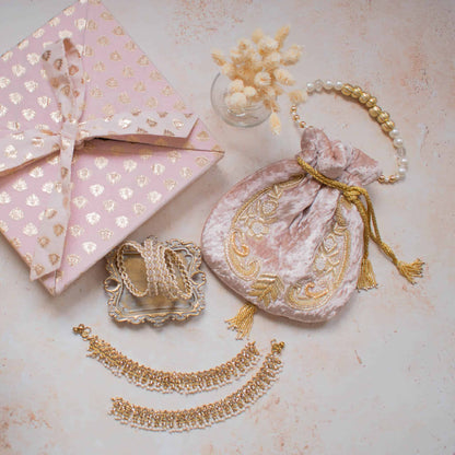 PRE-ORDER - JHANVI Potli Bag (Nude Pink Velvet)