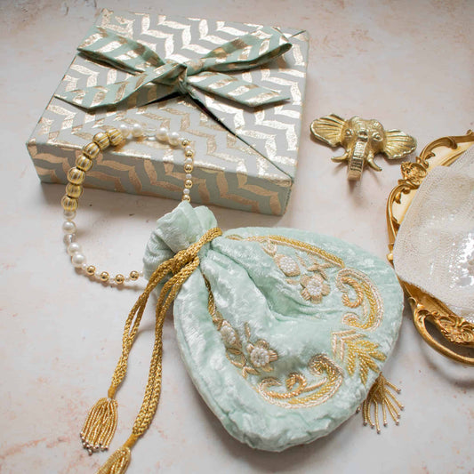 JHANVI Potli Bag (Mint Velvet)