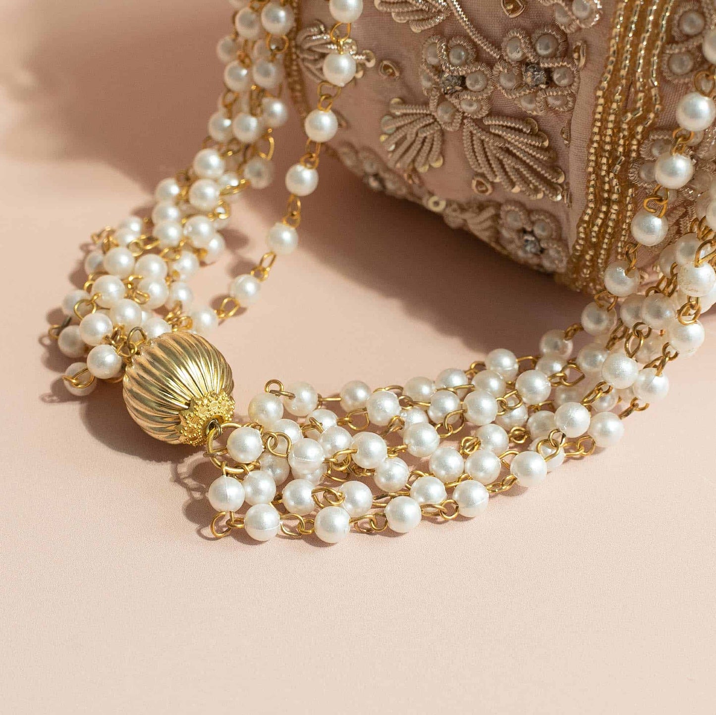 PRE-ORDER - Lotus Potli Bag (Nude Pink)