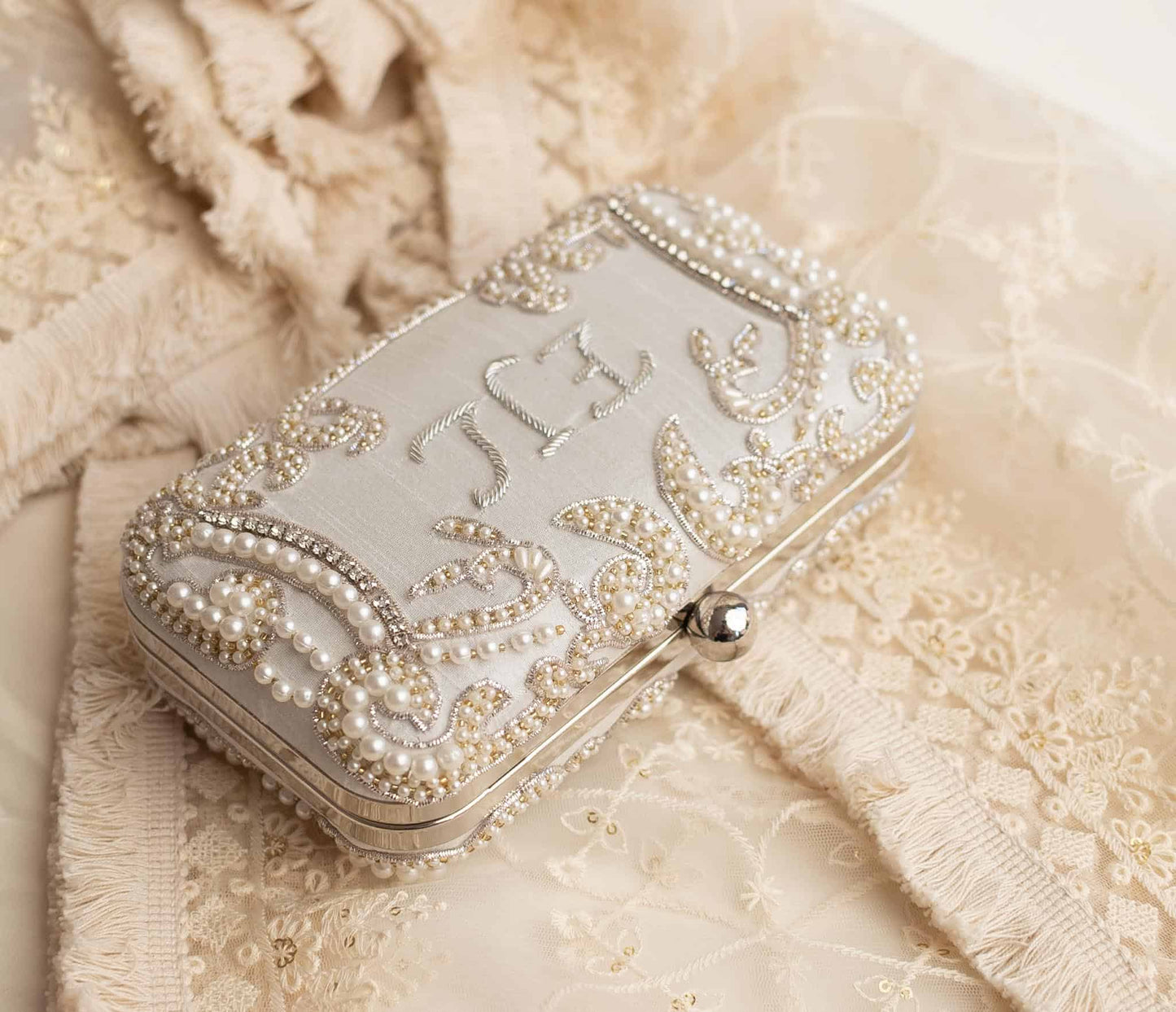 PRE-ORDER - CAROLINA (Ivory and Silver) - Personalised