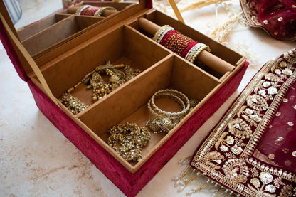 PRE-ORDER / TAJ MAHAL TROUSSEAU BOX - Maroon Velvet