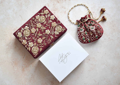 PRE-ORDER / ANAYA TROUSSEAU BOX (Maroon Velvet)