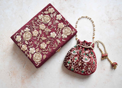 PRE-ORDER / ANAYA TROUSSEAU BOX (Maroon Velvet)