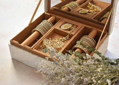 PRE-ORDER - ANAYA TROUSSEAU BOX (Cream Velvet)