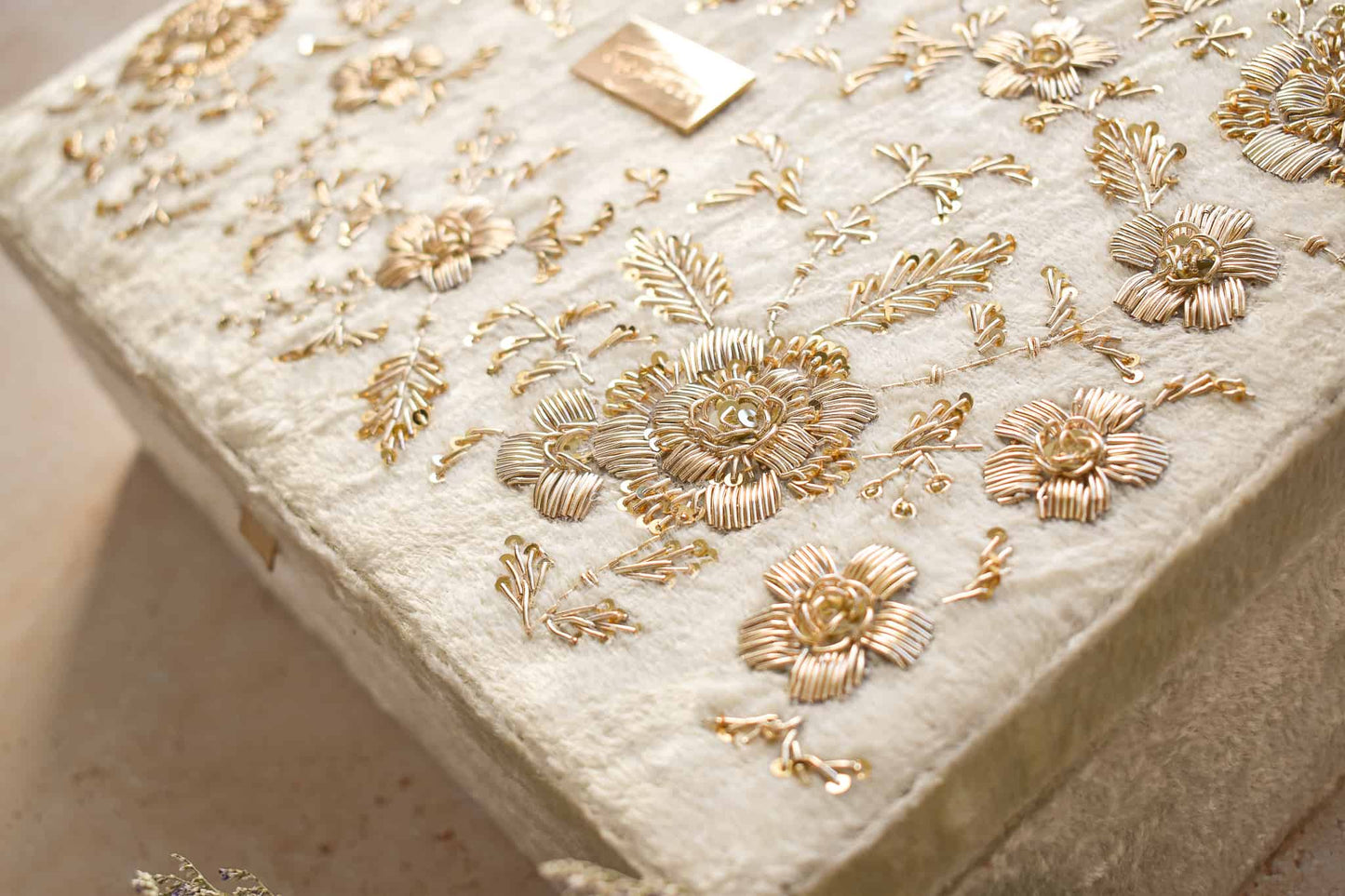 PRE-ORDER - ANAYA TROUSSEAU BOX (Cream Velvet)