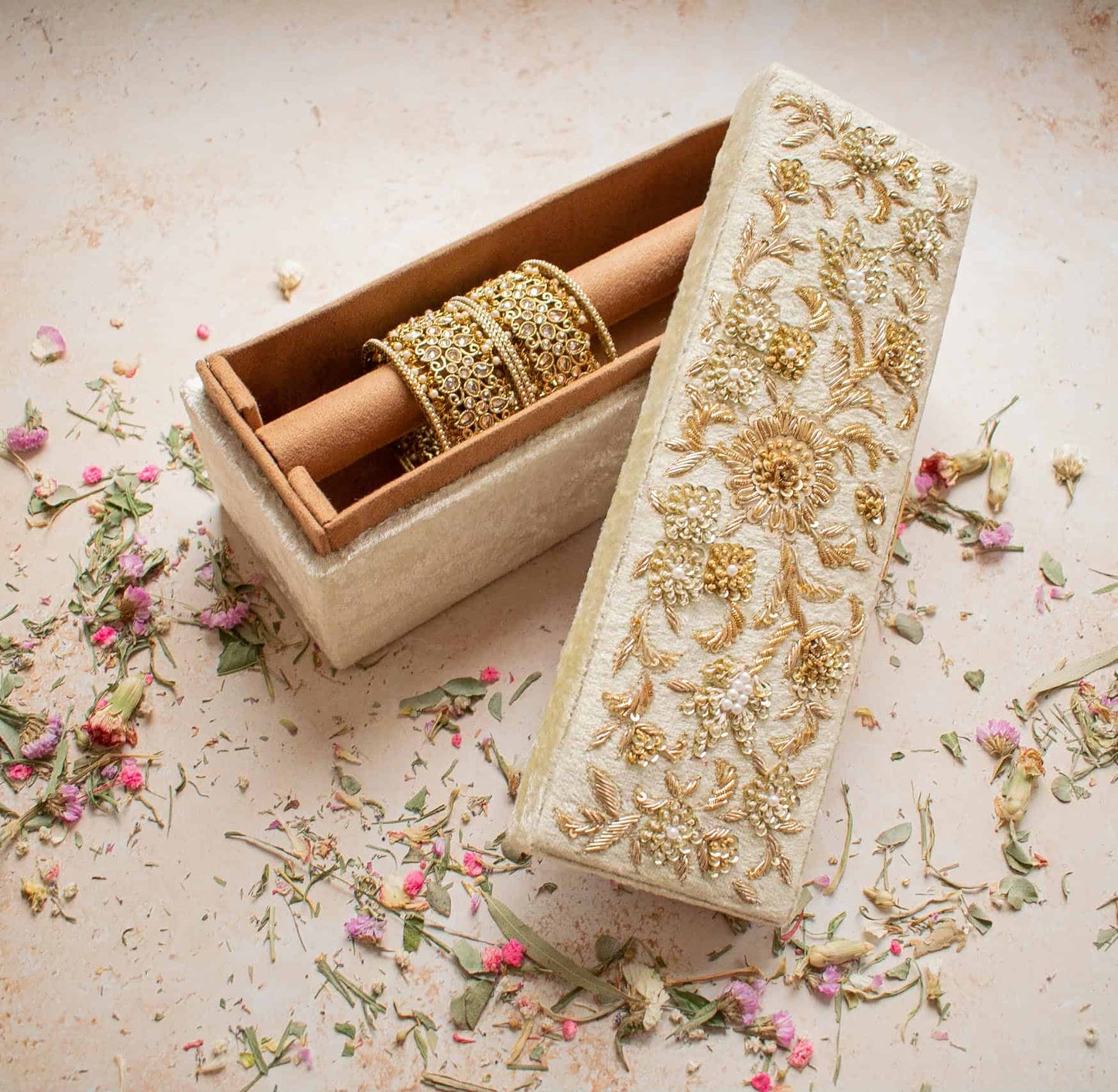 PRE-ORDER - MEENA Bangle Box (Cream Velvet)