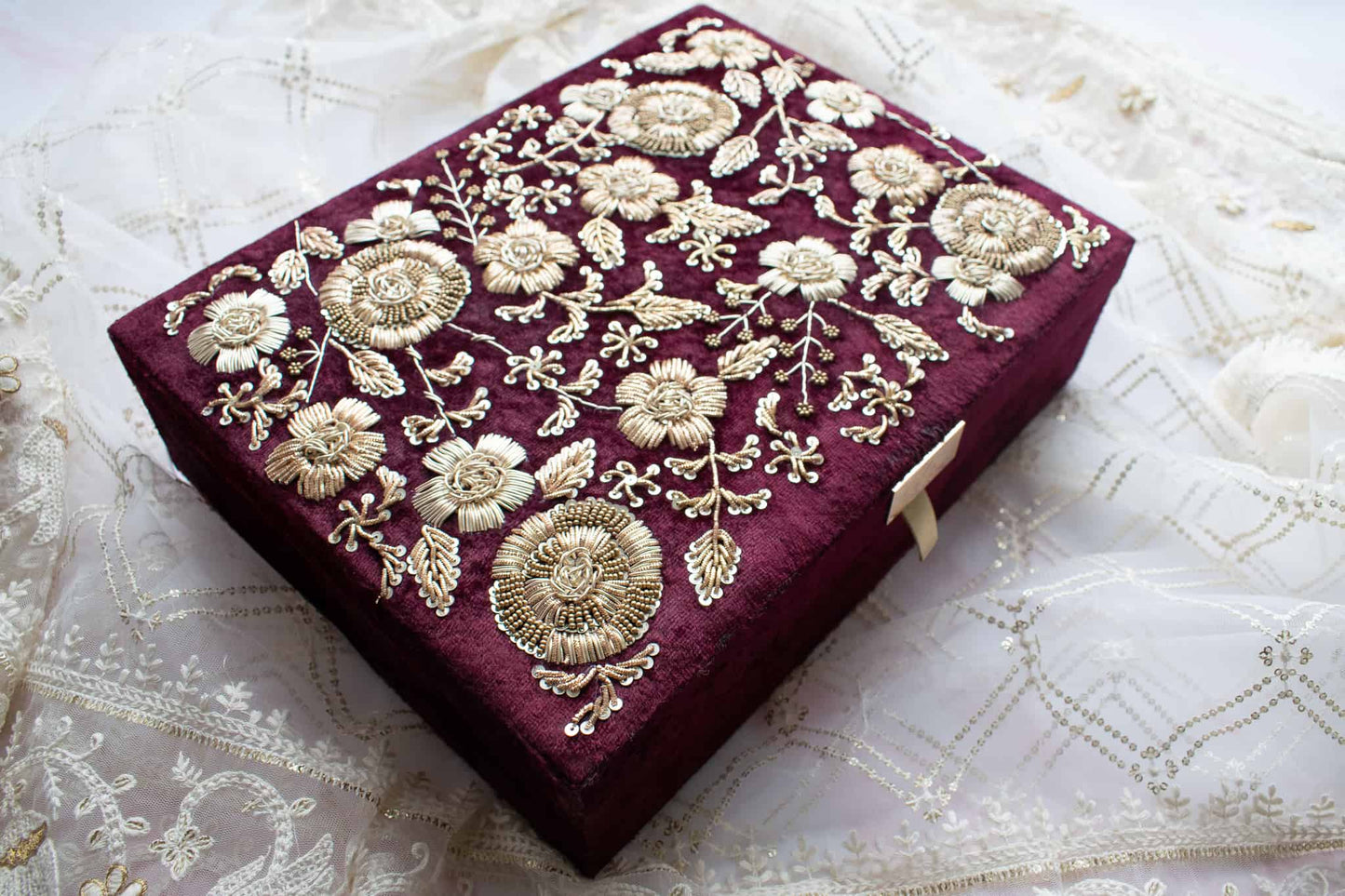 PRE-ORDER / ANAYA TROUSSEAU BOX (Maroon Velvet)