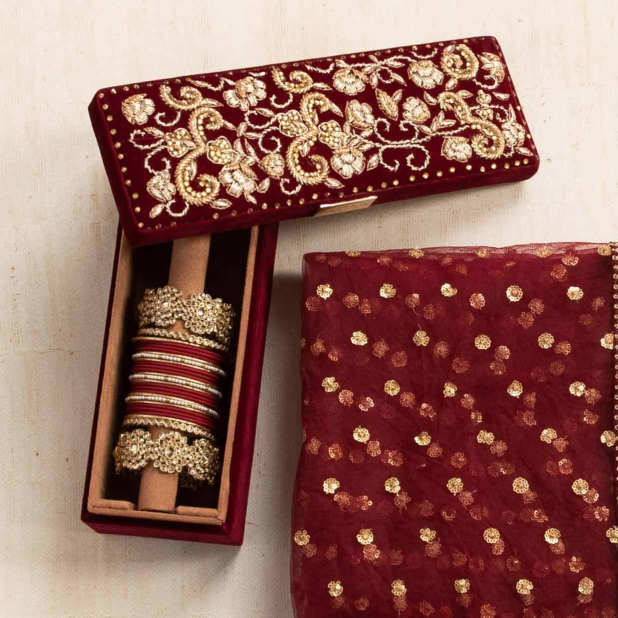 PRE-ORDER - BARAAT Bangle Box (Maroon Velvet)