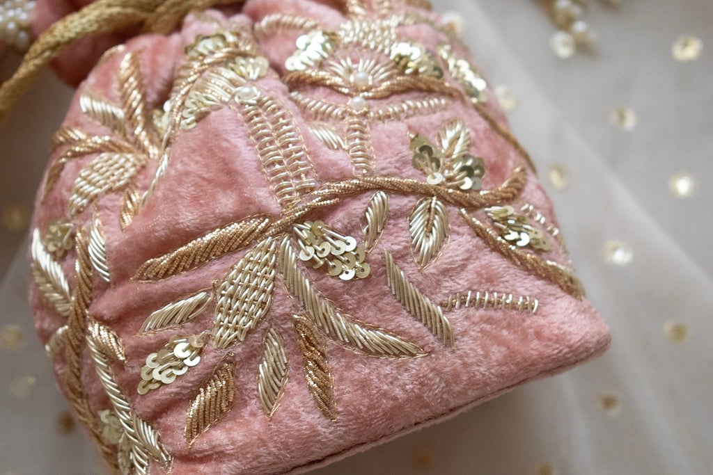 Layla Potli Bag (Sweet Pink Velvet)