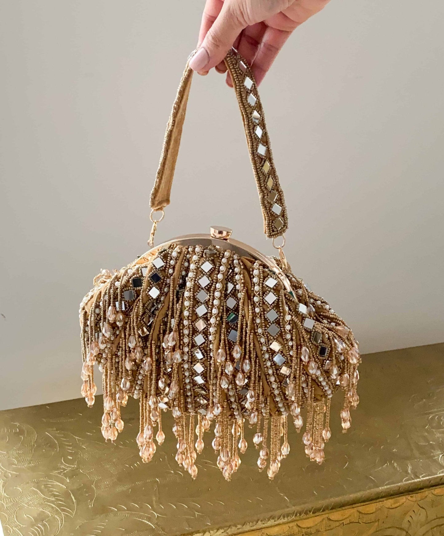 PRE-ORDER - Eliana Clip Purse (Bronze Velvet)