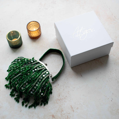 PRE-ORDER - Eliana Clip Purse (Emerald Green Velvet)