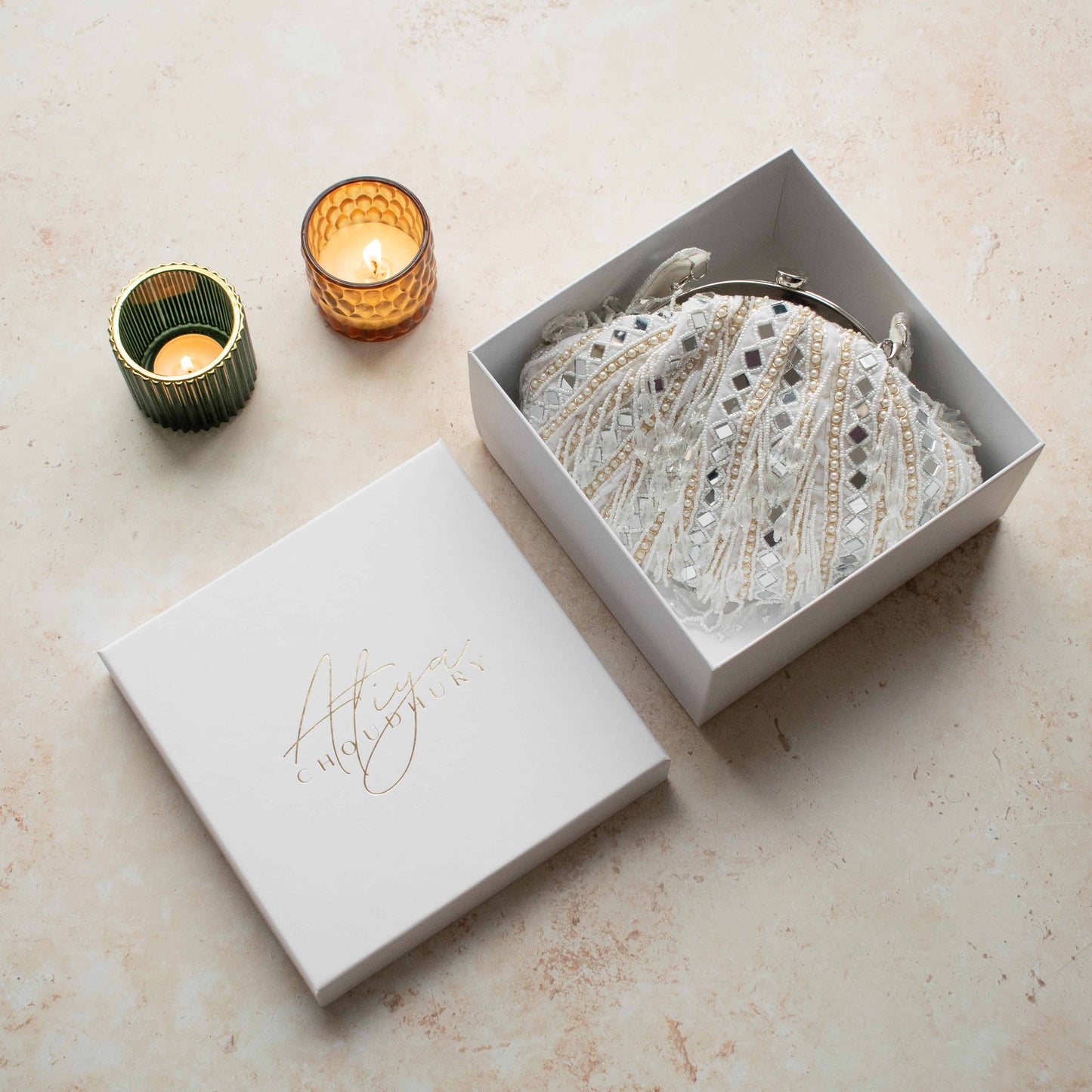 PRE-ORDER - Eliana Clip Purse (White Velvet)