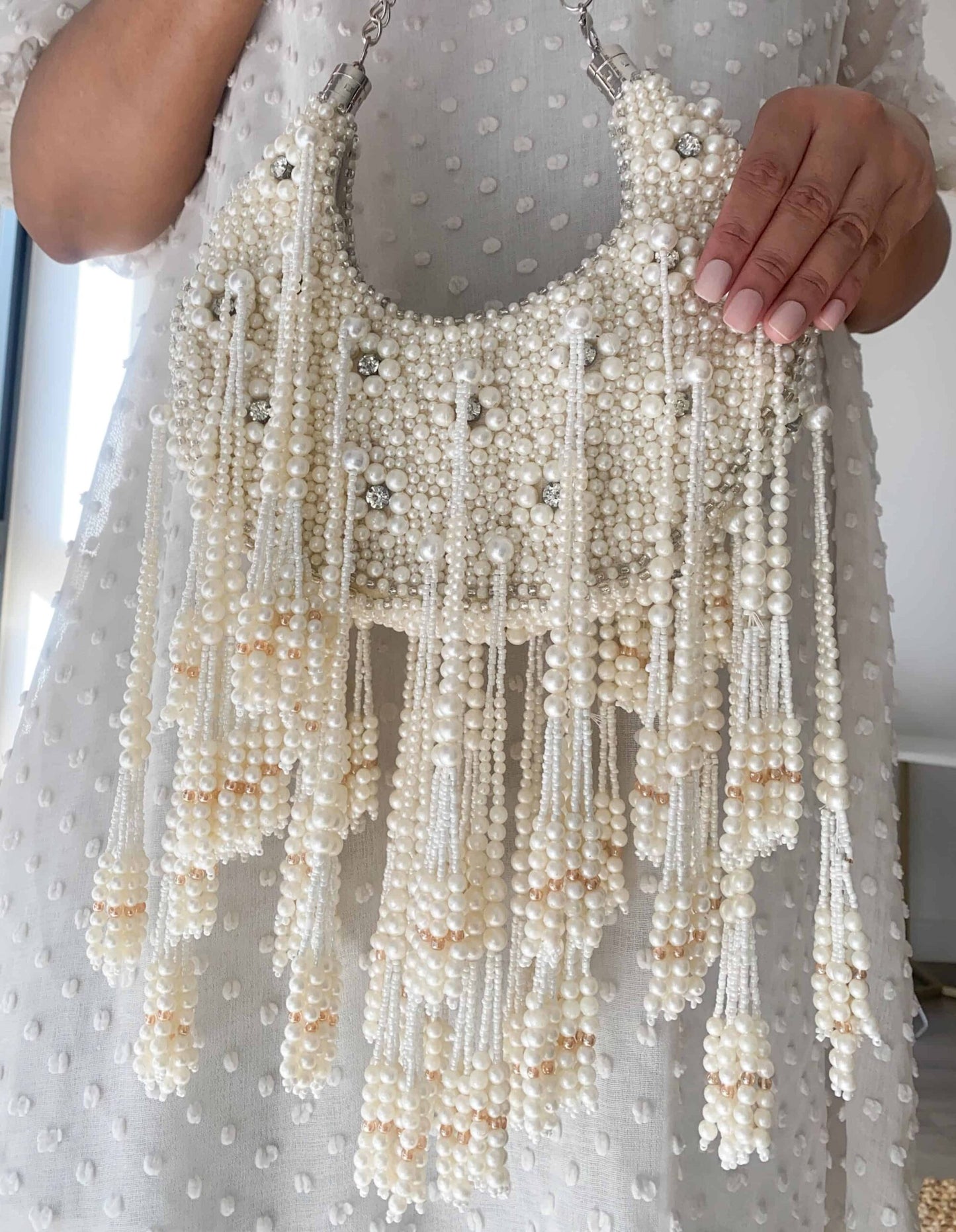 PRE-ORDER - Pearl Moon and Tassels Handbag