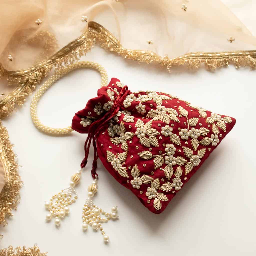 PRE-ORDER - Chaya Potli Bag (Deep Red)