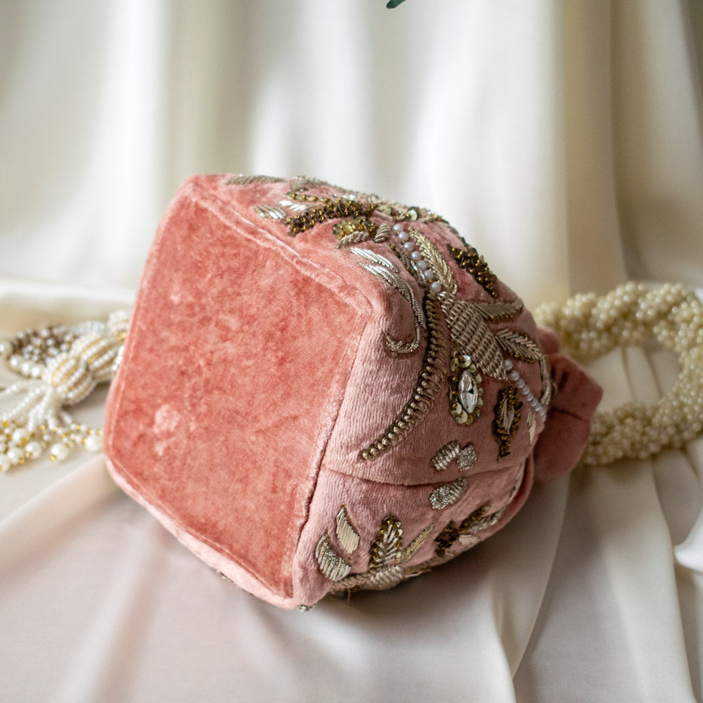 PRE-ORDER - Alisha Potli Bag (Dusky Pink Velvet)