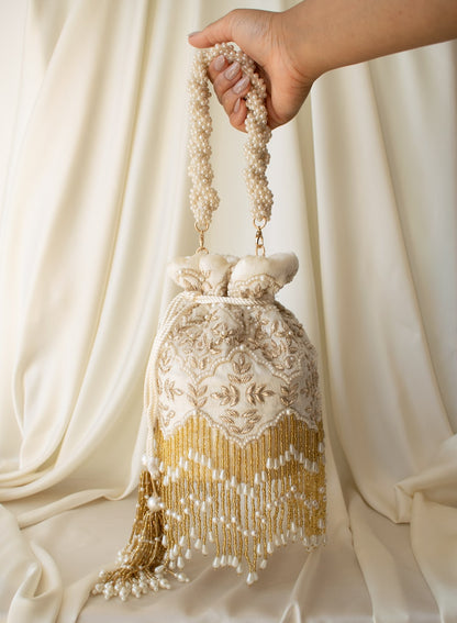 Ela Potli Bag (Ivory Velvet)