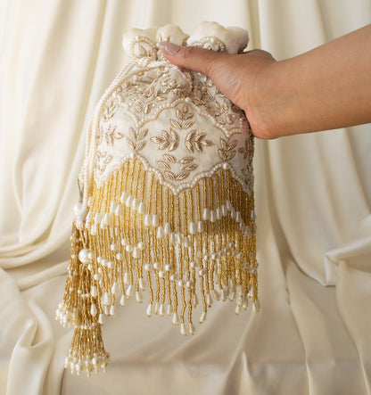 Ela Potli Bag (Ivory Velvet)