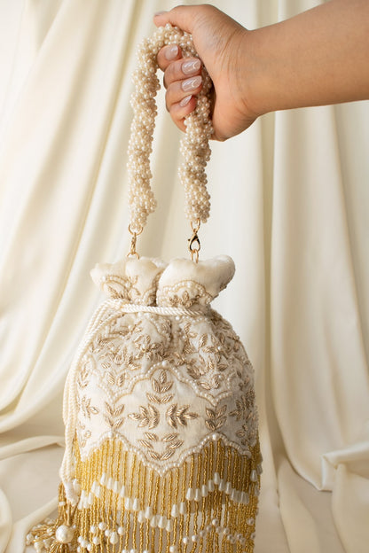 Ela Potli Bag (Ivory Velvet)