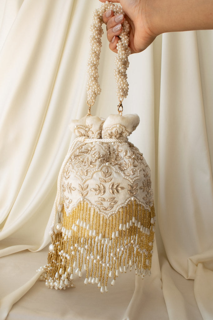 Ela Potli Bag (Ivory Velvet)