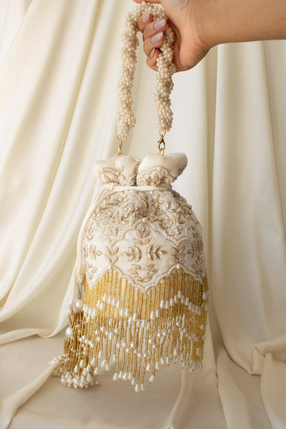 Ela Potli Bag (Ivory Velvet)